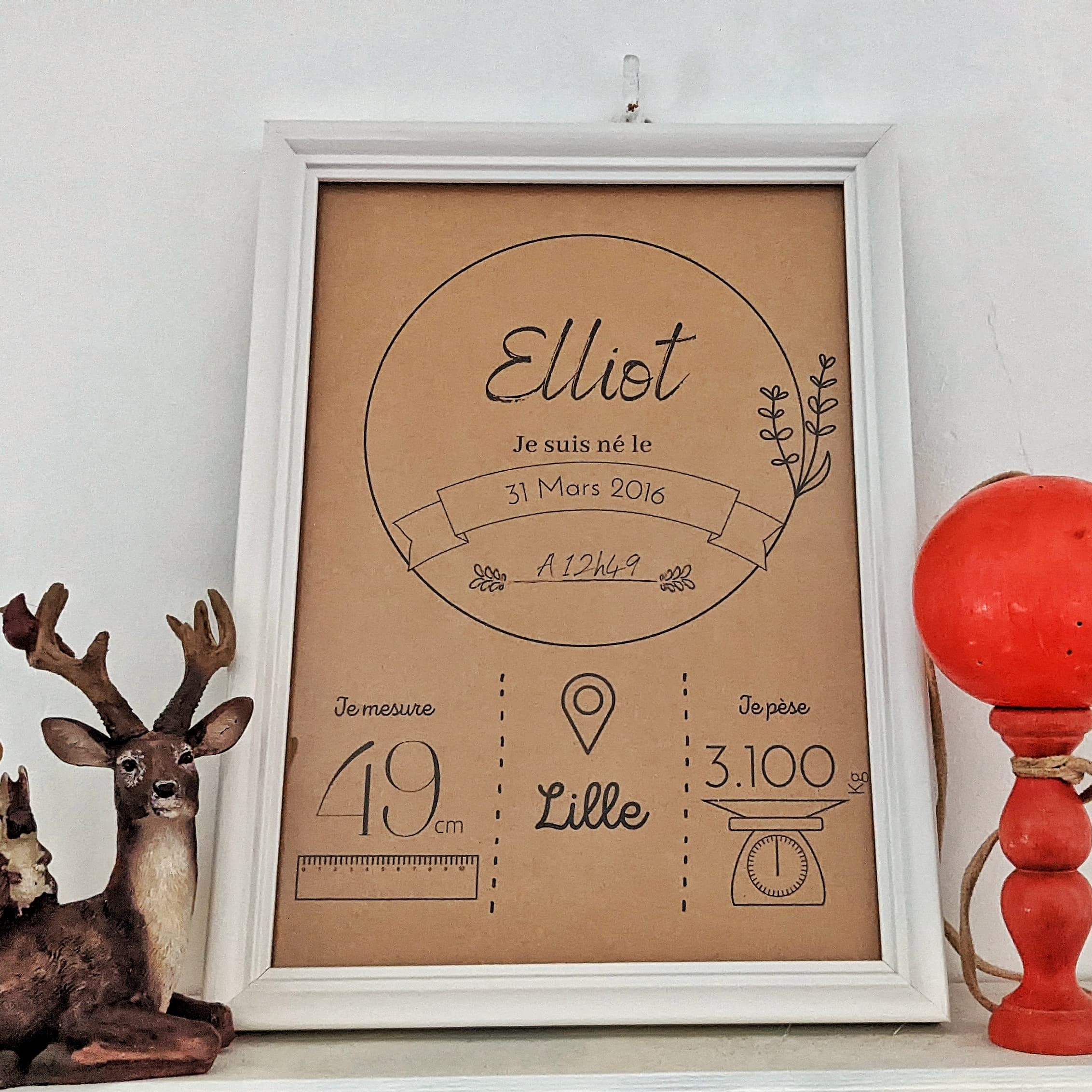 Affiche Naissance Modèle Elliot