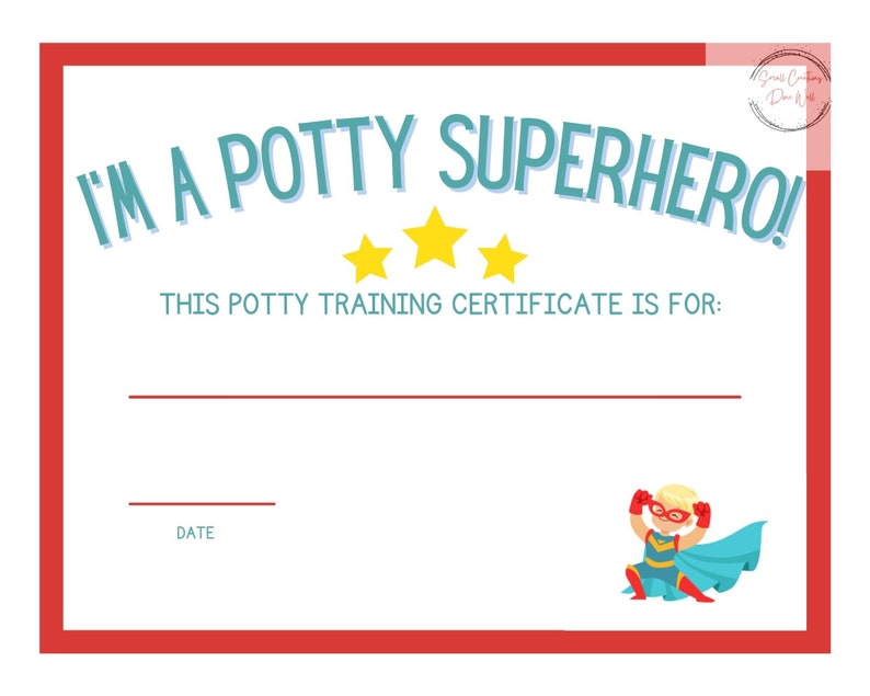 Superhero Potty Training Chart/certificate | Etsy