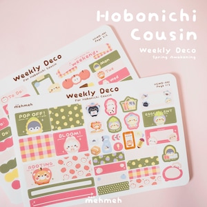 Frühlingserwachen | Wöchentlicher Hobonichi Cousin Aufkleber, Kawaii Journal Aufkleber, süße OC Planner Aufkleber, ästhetischer Wochenplan