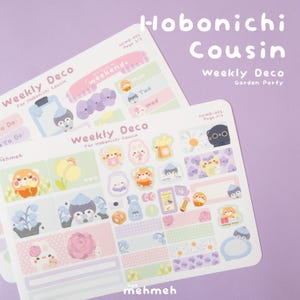 Gartenparty | Wöchentlicher Hobonichi Cousin Aufkleber, Kawaii Journal Aufkleber, süße OC Planner Aufkleber, ästhetischer Wochenplan