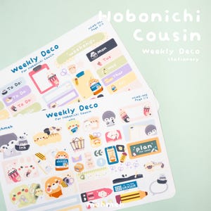 Schreibwaren | Wöchentlicher Hobonichi Cousin Aufkleber, Kawaii Journal Aufkleber, süße OC Planner Aufkleber, ästhetischer Wochenplan