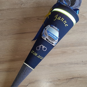 School cone, sugar cone made of fabric, police with name, handmade