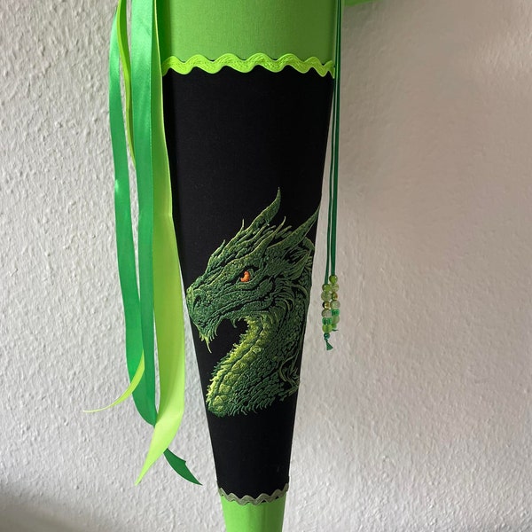 Schultüte, Zuckertüte aus Stoff, Drachen mit Namen, Handmade