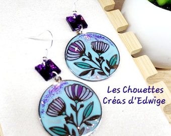 Boucles d'oreilles fleurs pastel et résine