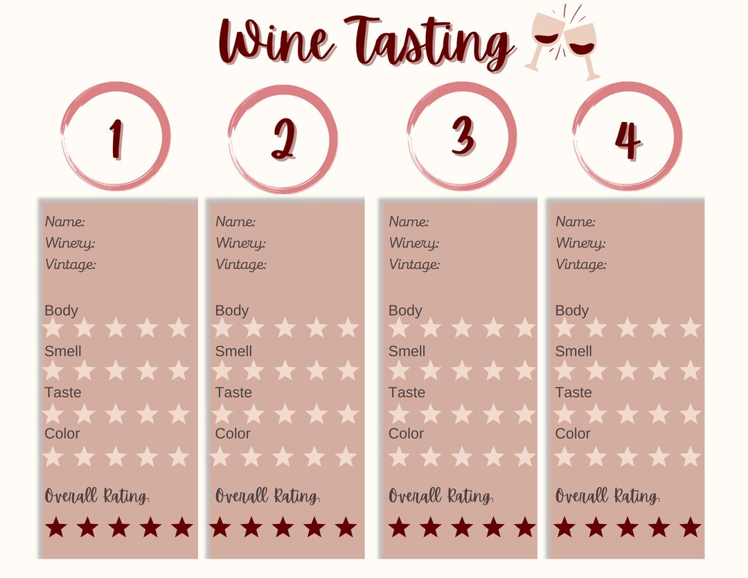 Wine Tasting Template (2 Pages) - Etsy
