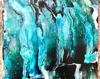 Forêt désenchantée , toile acrylique abstract Art, 30/30cm