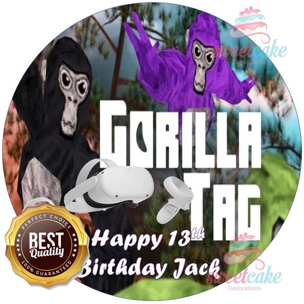 Gorilla Tag VR Cake Topper | Personalised Edible Icing Sheet or Wafer Paper