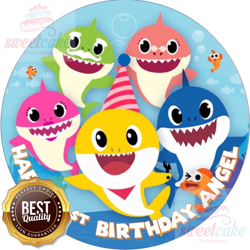 Juego de suministros para fiesta de cumpleaños de temática de Baby Shark,  para niños o niñas - sirve a 16 personas -platos, servilletas, tazas y  velas