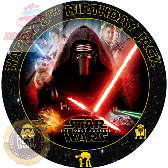 STAR WARS Cake Topper Personalised Edible Round Icing or - Etsy