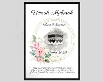 Personalised Umrah Print, Umrah Mubarak Print, Umrah Frame, Umrah Mubarak Frame, Umrah Gift, Umrah Frame Gift, Hajj, Umrah, Islamic Gift