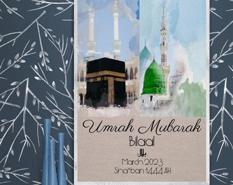 Umrah print, Umrah Gift, Personalised Umrah frame, Umrah Mubarak gift, Islamic gifts, Islamic umrah present, Muslim gifts for couples. Eid