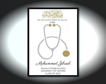Personalised Islamic Graduation Frame, Doctor Graduation Gift, Muslim ...