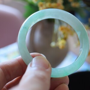 Certified Grade-A Natural Burmese Jadeite Bangle 53/54 正圈 A货翡翠手镯 image 2