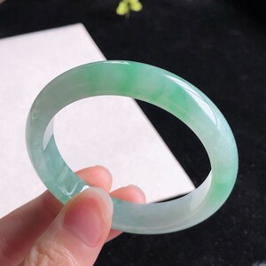 Certified Grade-A Natural Burmese Jadeite Bangle 53/54 正圈 A货翡翠手镯 image 5