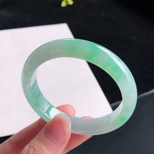 Certified Grade-A Natural Burmese Jadeite Bangle 53/54 正圈 A货翡翠手镯 image 4