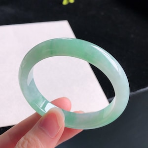 Certified Grade-A Natural Burmese Jadeite Bangle 53/54 正圈 A货翡翠手镯 image 3