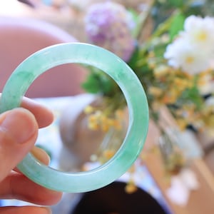 Certified Grade-A Natural Burmese Jadeite Bangle 53/54 正圈 A货翡翠手镯 image 1