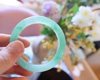 Certified Grade-A Natural Burmese Jadeite Bangle 53/54 正圈 A货翡翠手镯