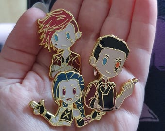 Arcane league of legends Jinx,Vi and silco hard enamel chibi 1.5 inch pins