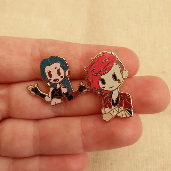 Arcane League of Legends Jinx and Vi Hard Enamel Chibi Pins Etsy UK