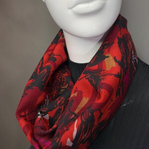 Snood Cowl Loop circle scarf 100% wool Red last one in this pattern