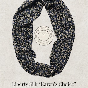 Liberty Silk "Karen’s Choice" Handmade Infinity Scarf – Double Loop Snood – Luxury Gift for Her – Wedding, Birthday – 100% Torrington silk
