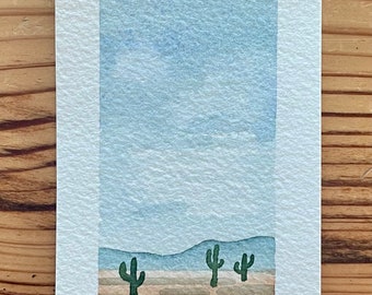 Kleine aquarellierte Landschaft, Arizona Himmel