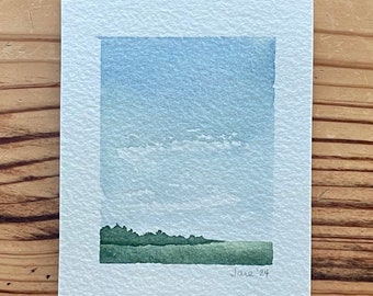 Kleine Aquarelllandschaft, Himmel im Mittleren Westen