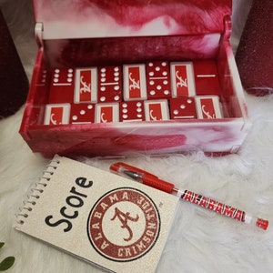 Custom Alabama Roll Tide Domino Set, Bones, Custom Dominoes, Gifts for Him, Gifts for Her