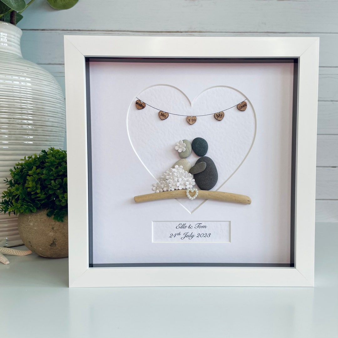Pebble Art Wedding Gift Personalised Wedding Pebble Picture Etsy UK