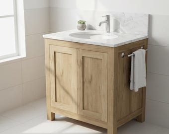 Mueble de baño de roble natural — Estilo Shaker, lista de cortes y planos / Descarga digital para proyectos de carpintería DIY