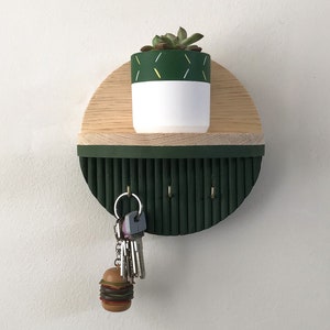 Schlüsselhalter mit rundem, minimalistischem Regal, dekorativer Holzhalter im Eingangsbereich, Brieftaschenhalter, Brillenhalter, einzigartiger Schlüsselhalter