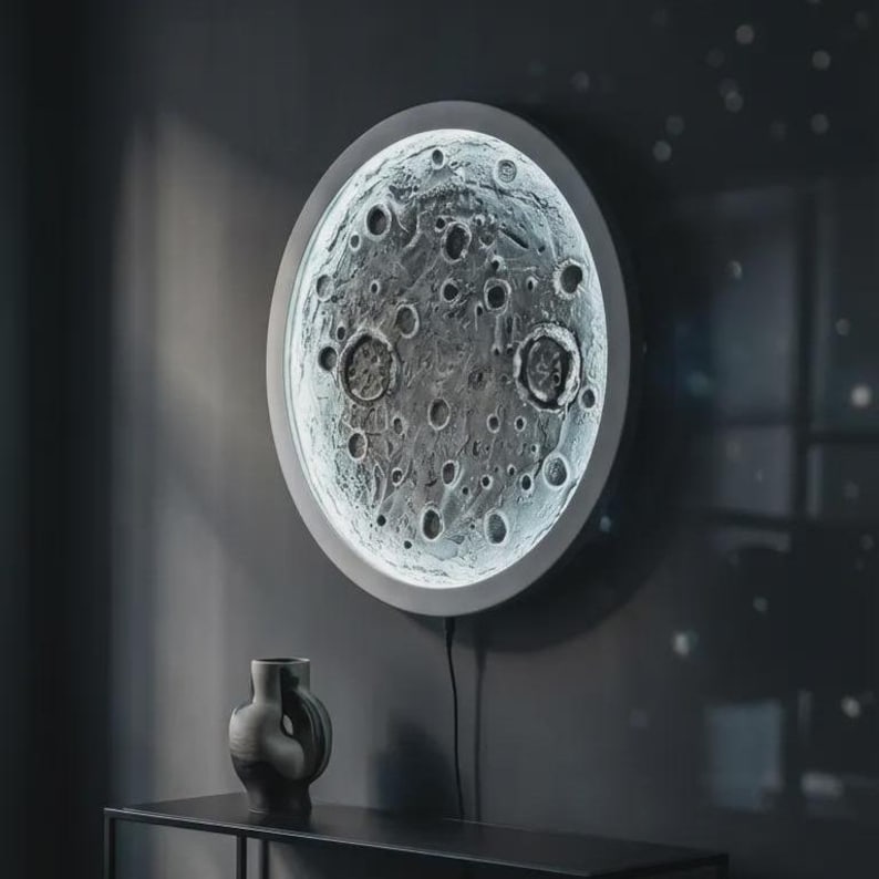 3D Moon Crater LED Wall Decor – Cosmic Night Light for Space Lovers image 2