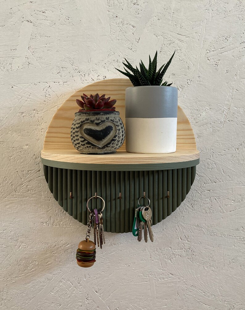 Wall Key Holder With Shelf Decorative Entryway Organizer Etsy
