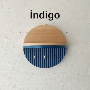 Porte-clés en bois pour mur, Porte-clés mural avec étagère, Organisateur décoratif pour entrée, Accroche-clés en bois, Organiseur de clés, Indigo