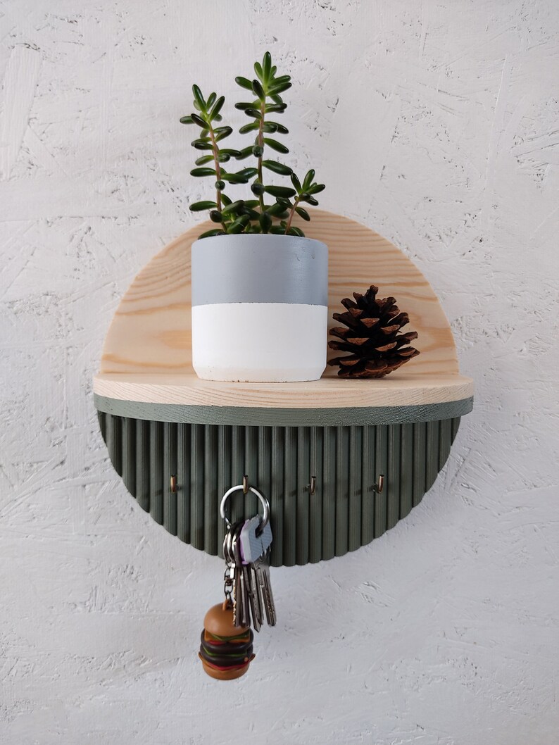 Wall Key Holder With Shelf Decorative Entryway Organizer Etsy