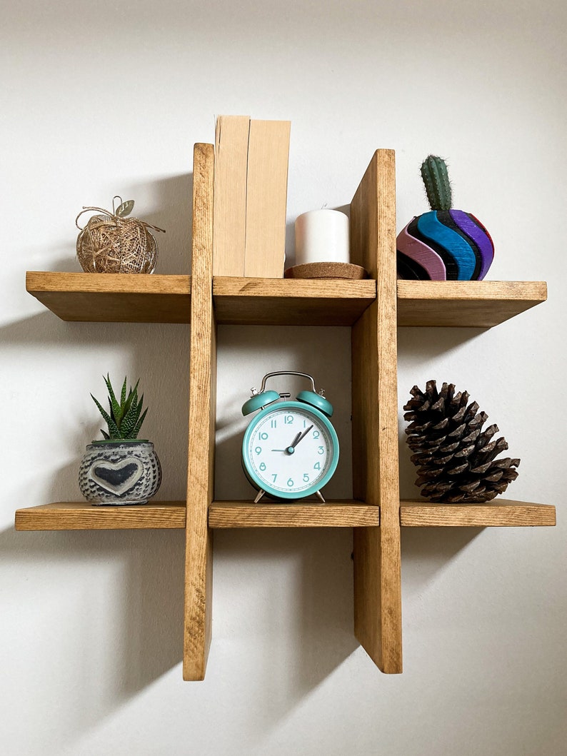 SOLID WOOD DISPLAY Shelf Wall Mount Hashtag Open Shelving Etsy