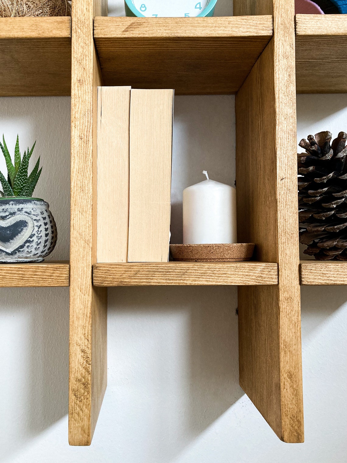 SOLID WOOD DISPLAY Shelf Wall Mount Hashtag Open Shelving Etsy