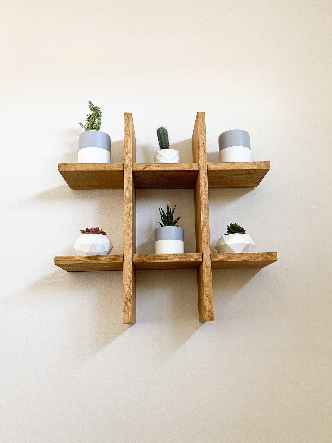 SOLID WOOD DISPLAY Shelf Wall Mount Hashtag Open Shelving Etsy