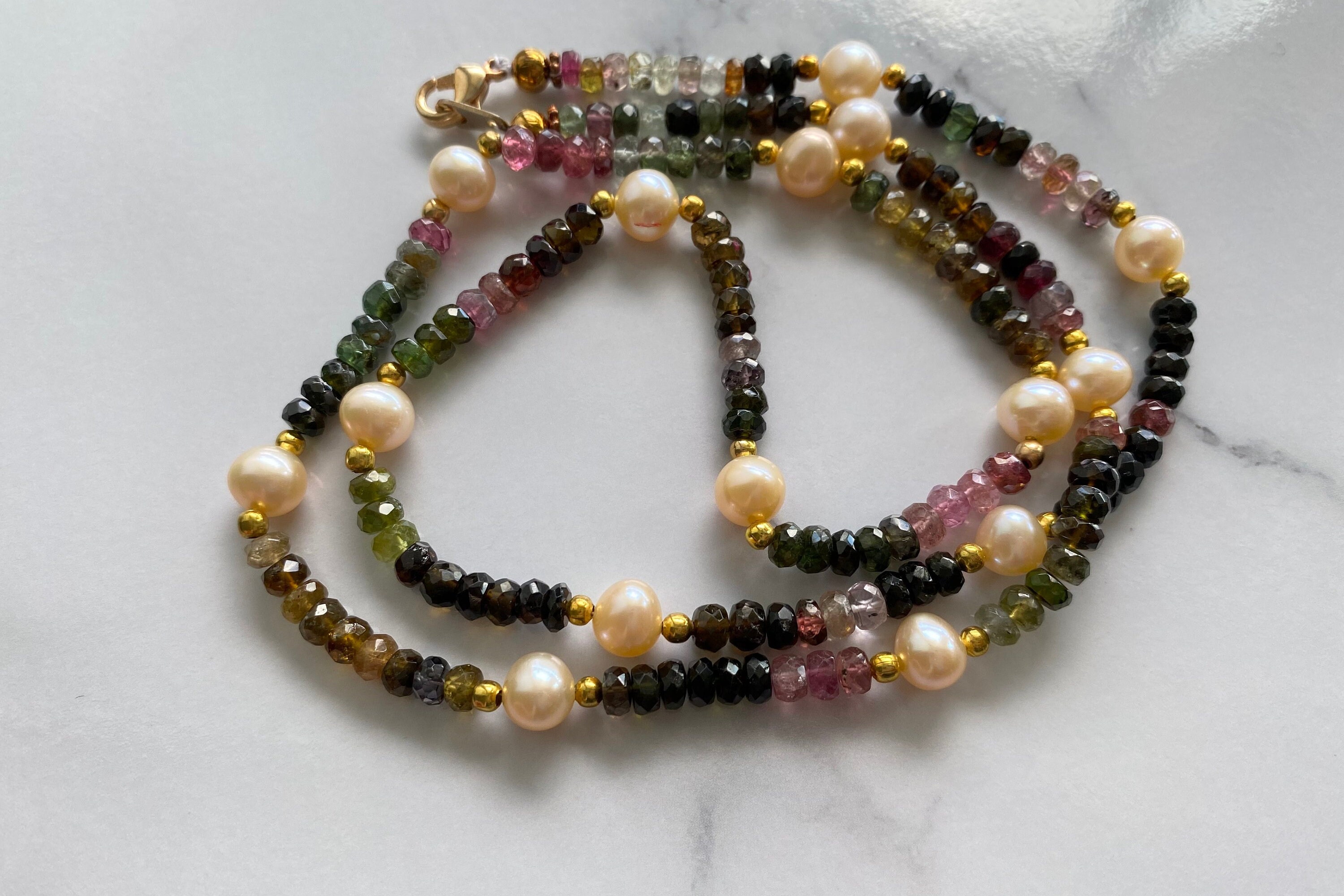 Three Natural Tourmaline Fresh Water Pearls Necklaces. Brand New. - Etsy