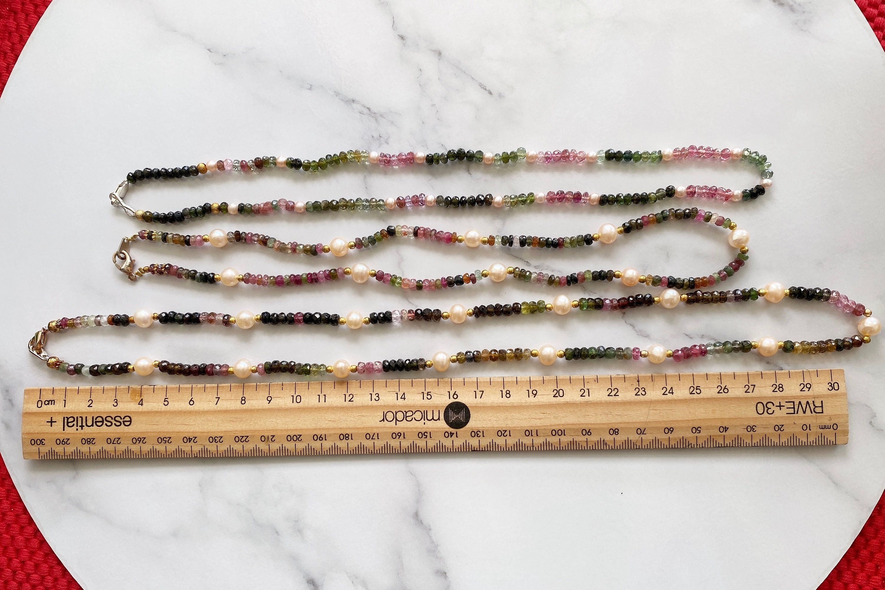 Three Natural Tourmaline Fresh Water Pearls Necklaces. Brand New. - Etsy