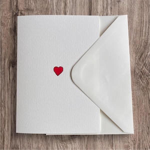 Carte aquarelle petit coeur d'amour. Faite à la main.