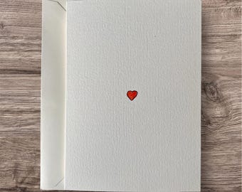 Carte aquarelle petit coeur d'amour. Faite à la main.