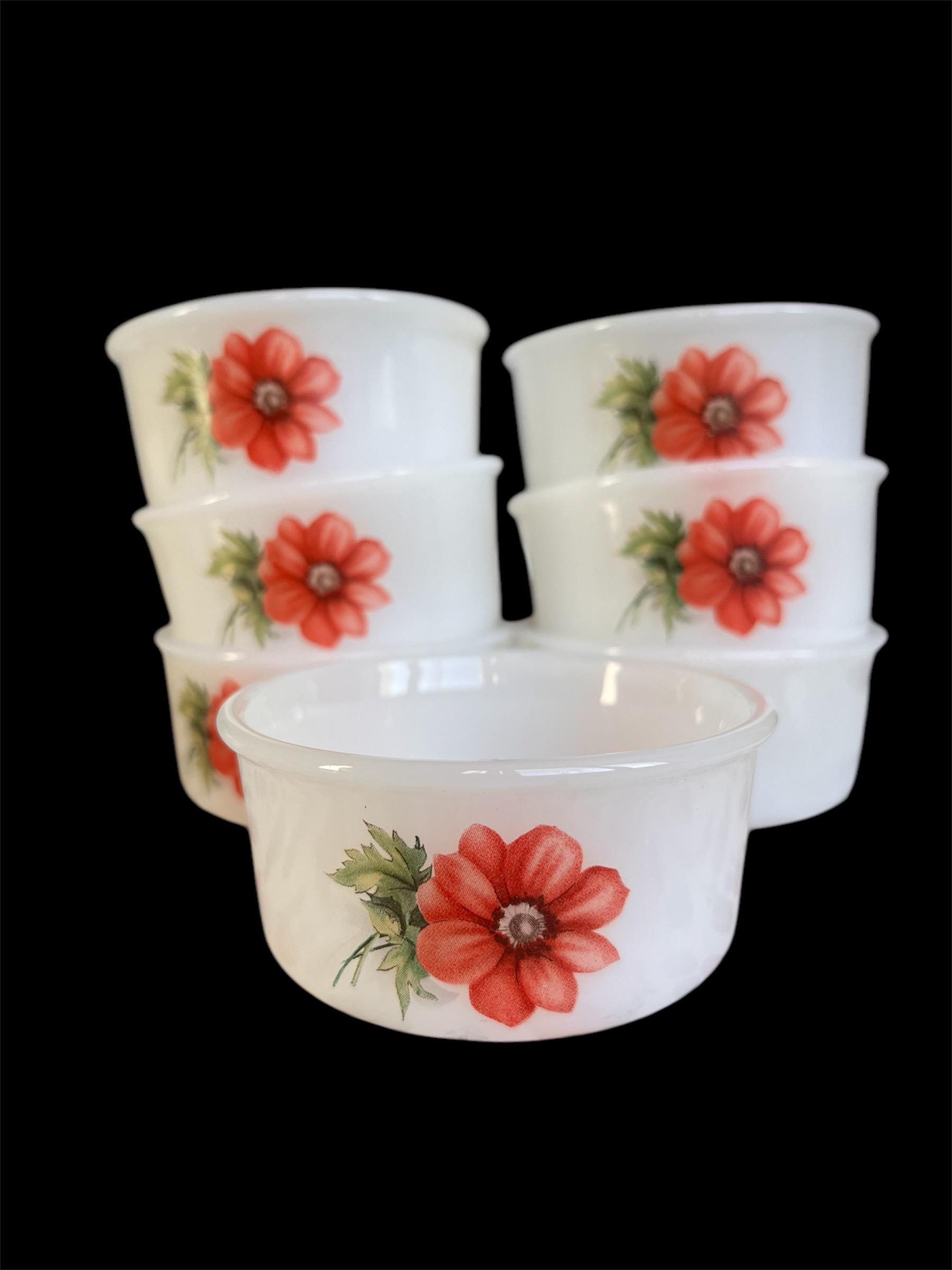 Lot De 4 Ramequins Arcopal Vintage - Décor Floral - NEUFS Dans Leur Emballage