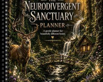 Neurodivergent | Forest Sanctuary Edition | ADHD Planner | Executive Function Planner | Undated Weekly Planner |Black Spiral 8.5x11