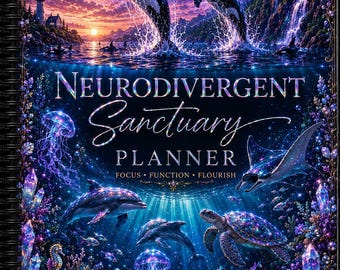 Neurodivergent Planner | Ocean Sanctuary Edition | ADHD Planner | Executive Function Planner | Undated Weekly Planner |Black Spiral 8.5x11