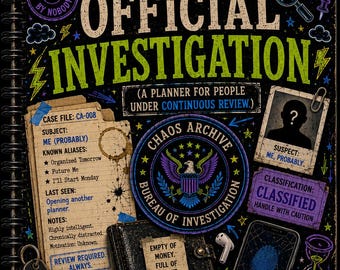 Archivo del Caos Volumen 008 / Agenda de la Oficina de Investigación del Archivo del Caos / Agenda Divertida para TDAH / Agenda Semanal sin Fecha / Espiral 8.5x11