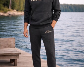 Zestaw dresowy z kapturem Lake Authority Charcoal – strój wypoczynkowy Lake Life Unisex