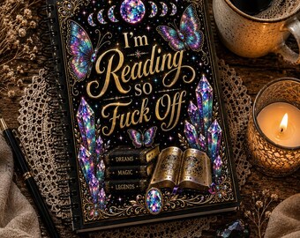 Diario de lectura de la colección Midnight / Cuaderno "Estoy leyendo, así que vete a la mierda" / Diario de mariposa gótica / Cuaderno de cristal de la academia oscura / Libro