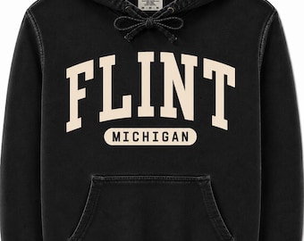 Bluza z kapturem Flint Michigan | Bluza z kapturem w stylu vintage Collegiate | Bluza w stylu Comfort Colors | Bluza z kapturem Michigan Travel | Prezent